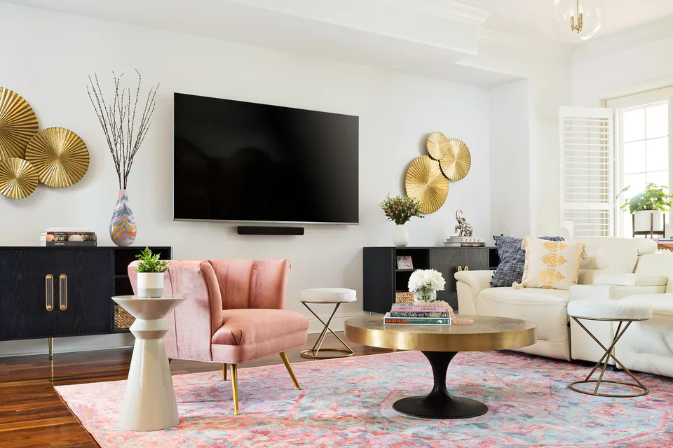 Living room at Bayou Grande, St. Petersburg, Florida, interior design by MJ Designs