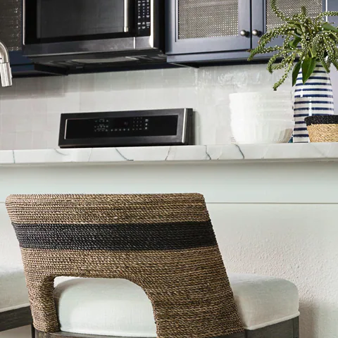 Detail of the kitchen at Bayshore, Tampa, Florida, interior design by MJ Designs