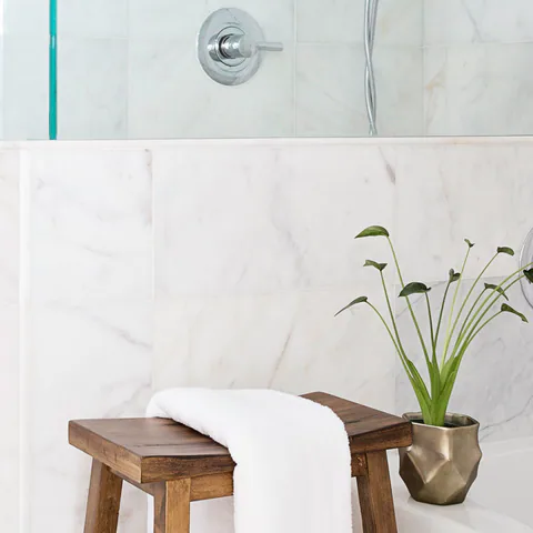 Detail of the primary bathroom at Bayshore, Tampa, Florida, interior design by MJ Designs