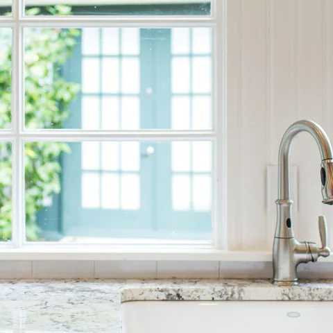 Detail of the kitchen at Brightwaters, St. Petersburg, Florida, interior design by MJ Designs