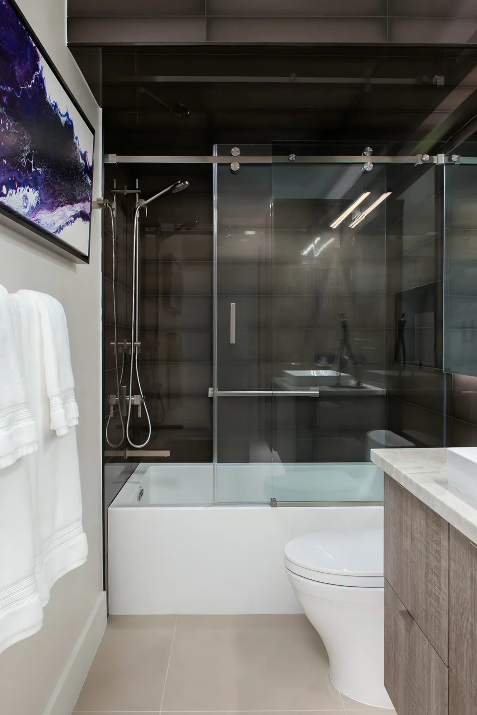 Bathroom at Gulf Beaches Condo, Pinellas County, Florida, interior design by MJ Designs