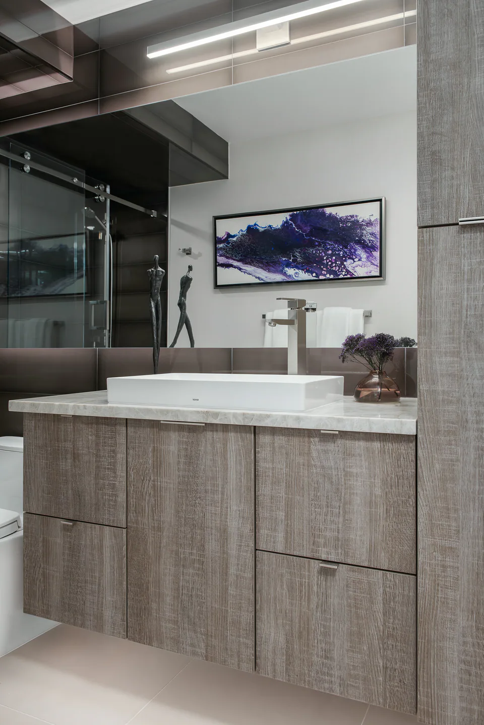Bathroom at Gulf Beaches Condo, Pinellas County, Florida, interior design by MJ Designs