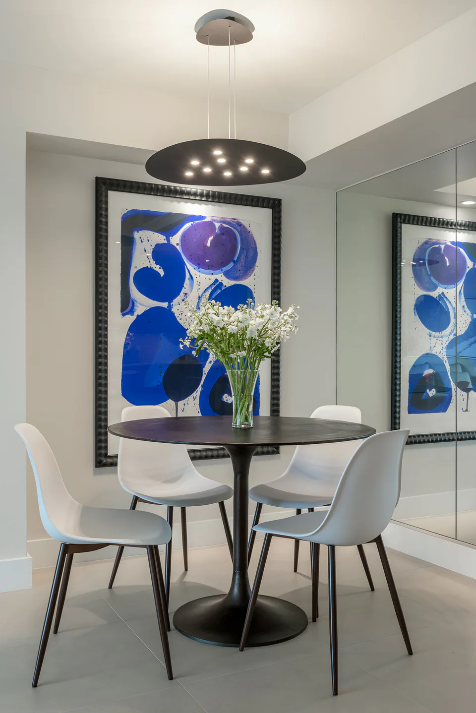 Dining area at Gulf Beaches Condo, Pinellas County, Florida, interior design by MJ Designs