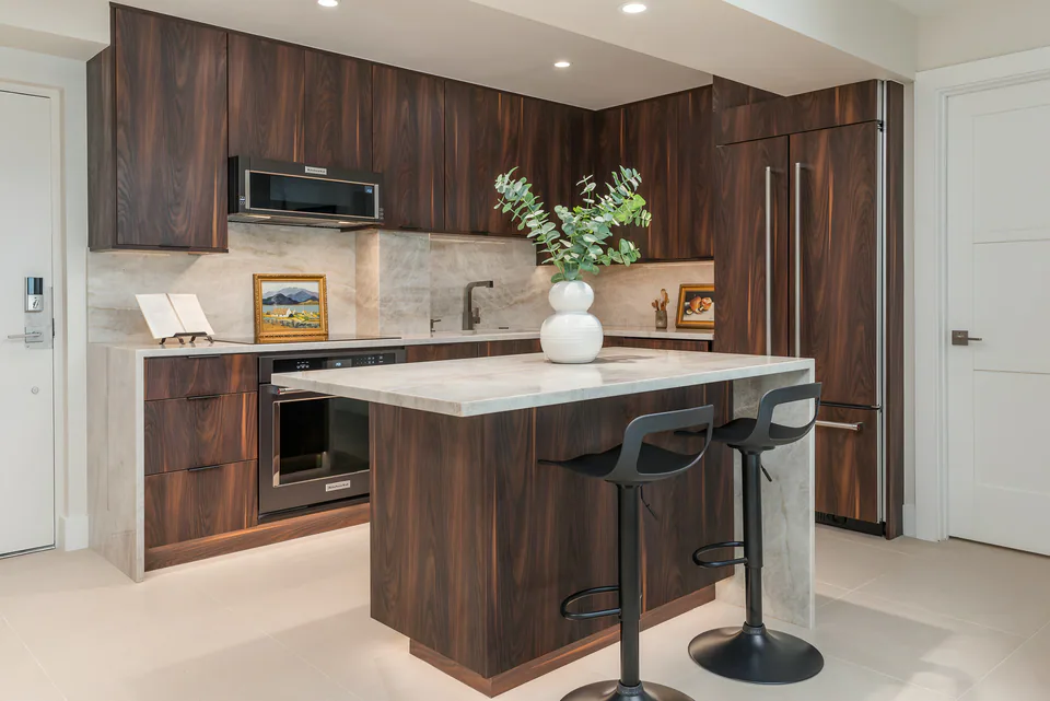 Kitchen at Gulf Beaches Condo, Pinellas County, Florida, interior design by MJ Designs