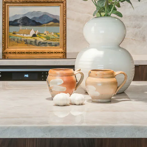 Detail of the kitchen at Gulf Beaches Condo, Pinellas County, Florida, interior design by MJ Designs