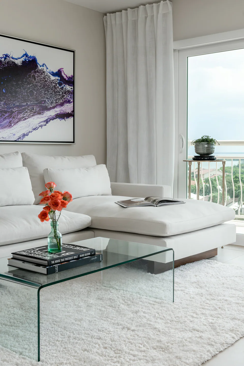 Living room at Gulf Beaches Condo, Pinellas County, Florida, interior design by MJ Designs