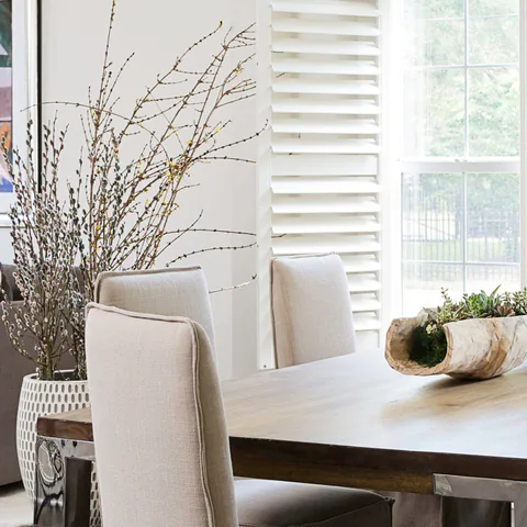 Detail of the dining room at Hyde Park, Tampa, Florida, interior design by MJ Designs