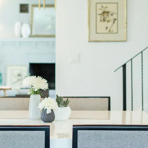 Detail of the dining room at Parkland Estates, Tampa, Florida, interior design by MJ Designs