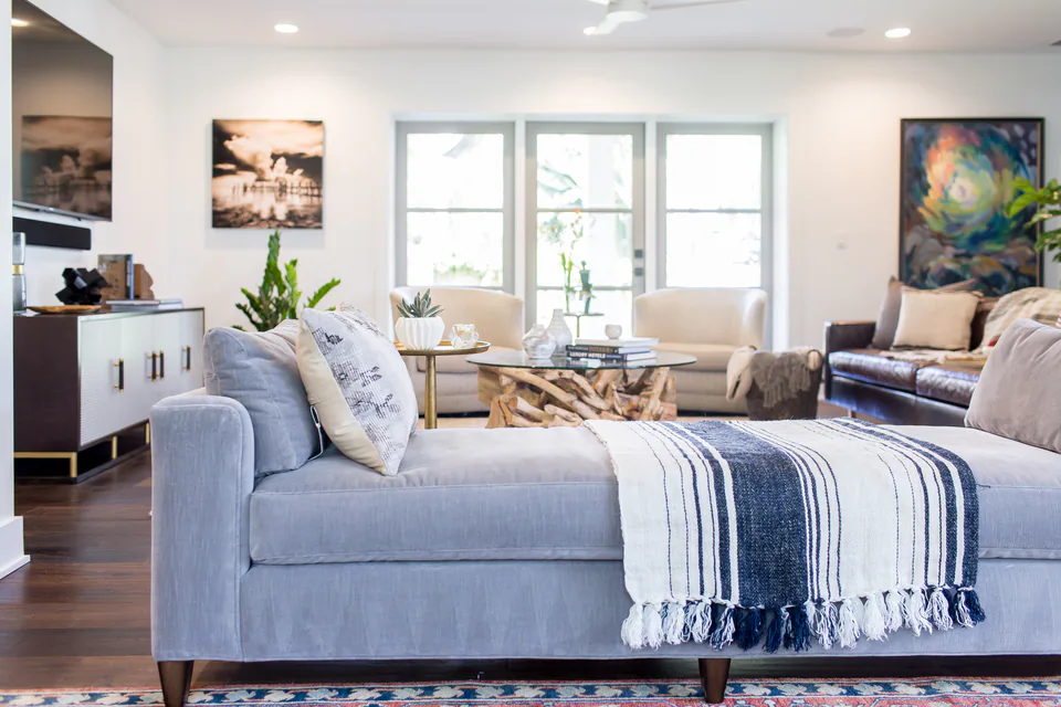 Family room at Parkland Estates, Tampa, Florida, interior design by MJ Designs