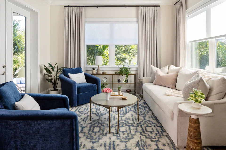 Sitting room at Snell Isle, St. Petersburg, Florida, interior design by MJ Designs