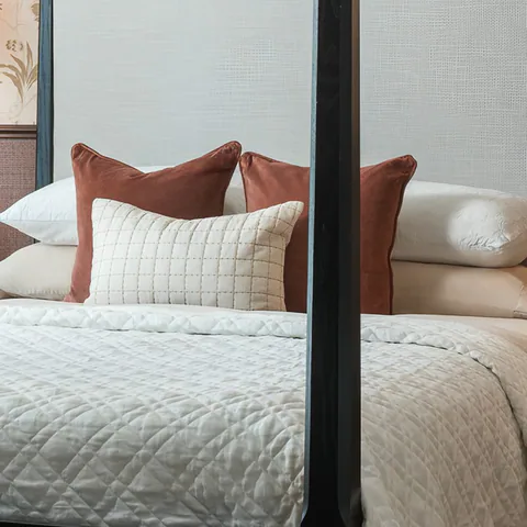 Detail of the bedroom at St. Petersburg Condominium, St. Petersburg, Florida, interior design by MJ Designs